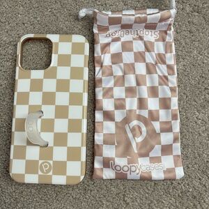 Loopy iPhone 12 Pro Max Case Tan and White Checkered